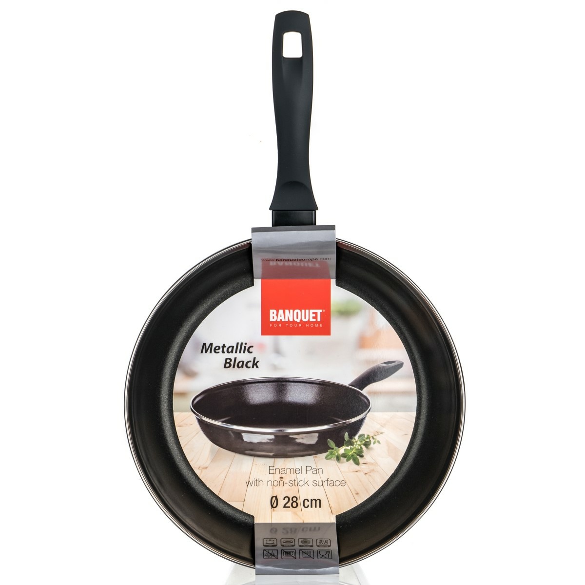 Banquet Pánev smaltovaná METALLIC Black 28 cm, s nepřilnavým povrchem, 28 cm - thumb (5)