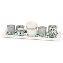 Set sfeșnice pentru lumânări tip pastilă Mendavia6 buc., 37 x 14 cm Set sfeșnice pentru lumânări tip pastilă Mendavia6 buc., 37 x 14 cm