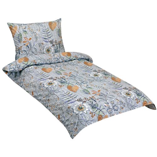Bellatex Baumwollbettwäsche Blätter Lila, 140 x 200 cm, 70 x 90 cm