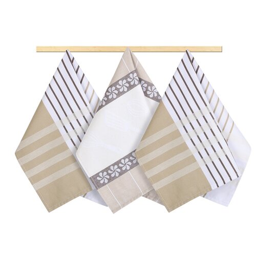 Bellatex krpa Proužek bež, rjava, bela, 50 x 70cm, komplet 3 kos