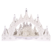 Świecznik świąteczny LED Zimowa kraina, kościół i karmnik