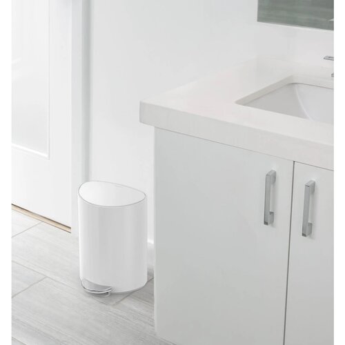 Simplehuman Педальний кошик для сміття 6 л, напівкруглий, білий сталь, пластик