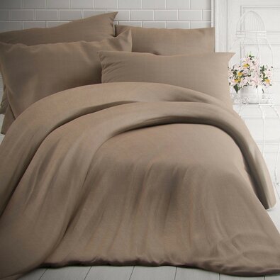 Kvalitex Baumwollbettwäsche meliert beige, 200 x 200 cm, 2 St. 70 x 90 cm