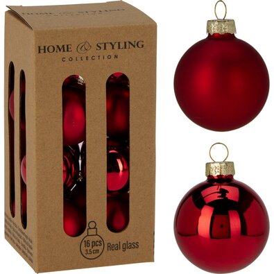 16 darabos karácsonyi díszkészlet Crystal Harmony,fekete, átmérő 3,5 cm, üveg