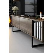 Chrome Walnut and Black TV-állvány polcokkal