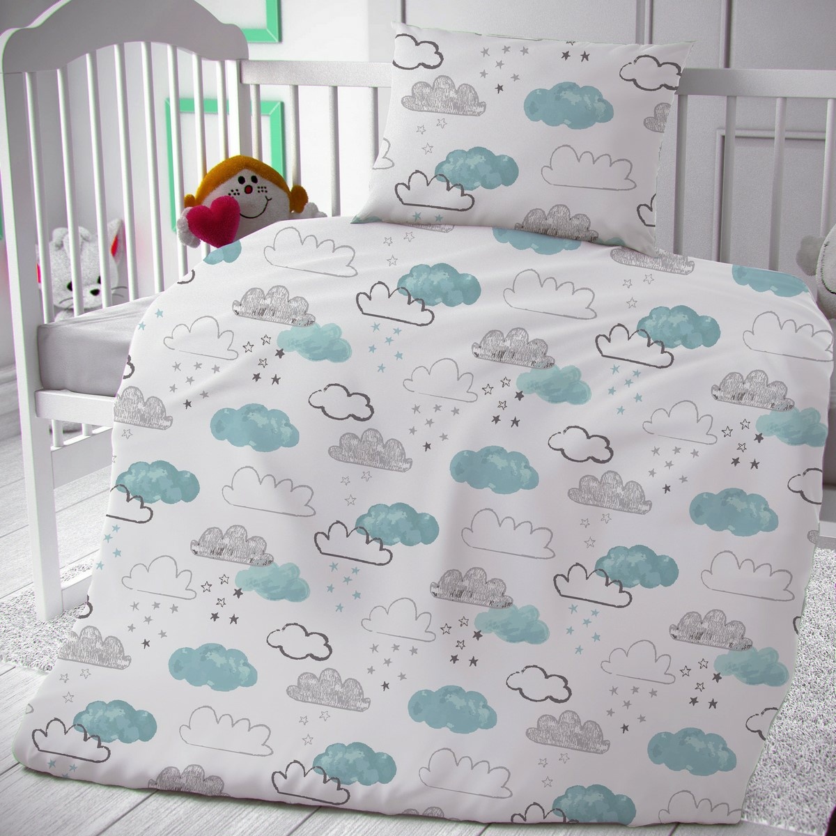 Poza Lenjerie de pat pentru patut de copii Ceruri, 90 x 135 cm, 45 x 60 cm