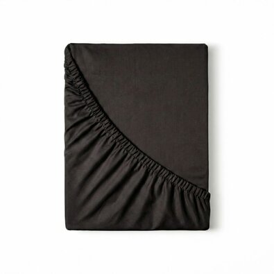 Kvalitex Cearșaf din satin cu elastic negru, 80 x200 cm