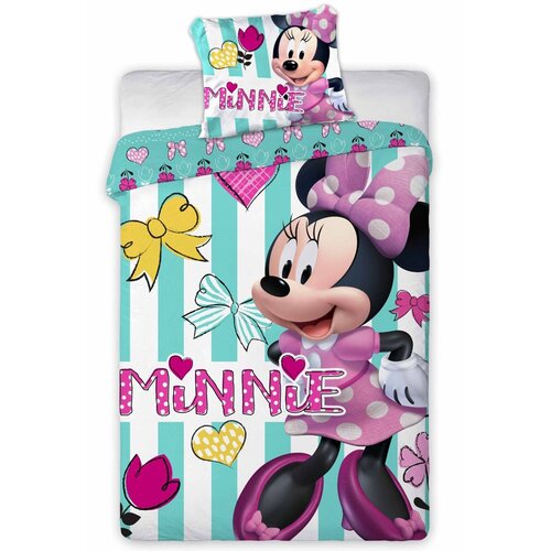 Дитяча бавовняна постільна білизна для ліжечка Весела мишка Minnie, 100 x 135 см, 40 x 60 см