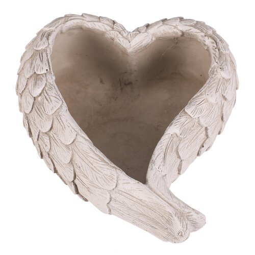 Opakowanie na kwiaty pogrzebowe - serce zeskrzydeł, betonowe, szare