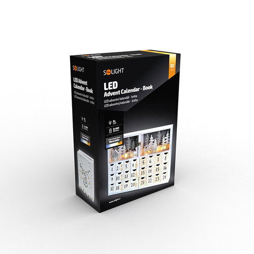 Solight LED adventní kalendář Kniha, 8x LED, 40 x 30 cm, 2x AAA