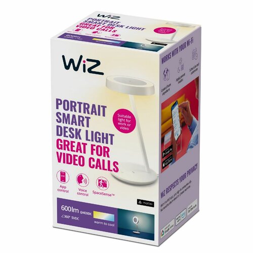WiZ 8720169072695 lampa stołowa LED Portrait,biała, 1x 10 W 600 lm 2700-6500 K