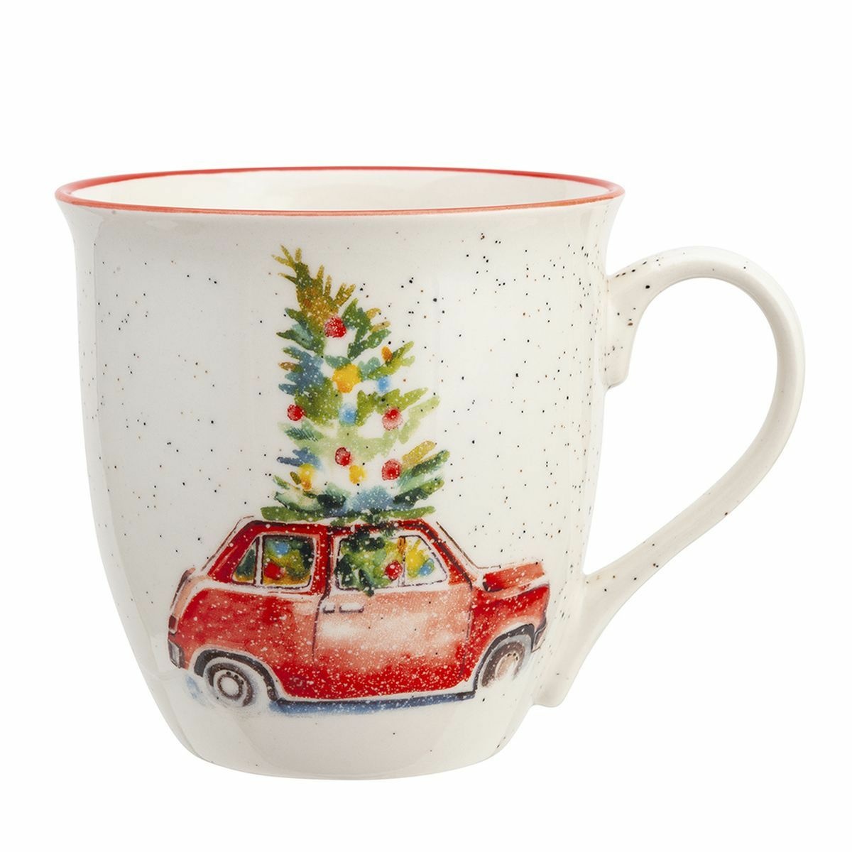 Altom Kubek porcelanowy Christmas car, 630 ml, czerwony