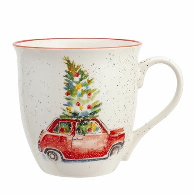 Altom Kubek porcelanowy Christmas car, 630 ml, czerwony