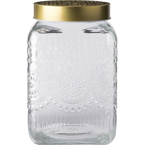 Altom Sada skleněných dóz se zlatým víkem Daisy 2,2 l, 4 ks