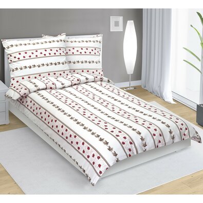 Bellatex Flanell-Bettwäsche Rose in Streifen, 140 x 220 cm, 70 x 90 cm