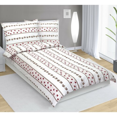 Bellatex Flanell-Bettwäsche Rose in Streifen, 140 x 220 cm, 70 x 90 cm