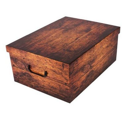 Pudełko do przechowywania z pokrywą Wood,brązowe, 51 x 37 x 24 cm