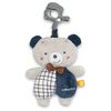 Baby Mix Dětská plyšová hračka s hracím strojkema klipem Medvídek modrá, 24 cm