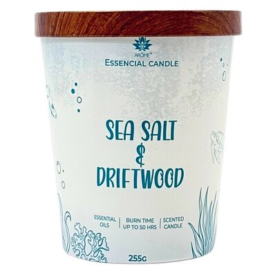Arome Sea salt & Driftwood gyertya üvegben, fém fedéllel 255g
