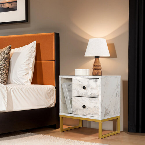 Nočný stolík Glimmer Fressia Marble Gold