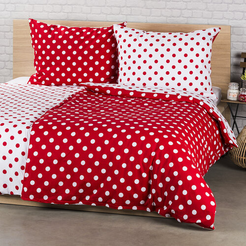 4Home Baumwollbettwäsche Punkt in Rot, 140 x 200 cm, 70 x 90 cm