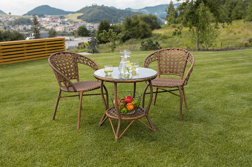 Garten-Rattan-Set 1+2, JARUB, Braun