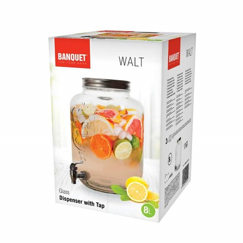 Banquet Stekleni rezervoar z ventilom WALT, 8 l