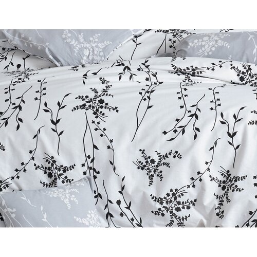 BedTex Bavlnené obliečky Blumen sivé, 140 x 200 cm, 70 x 90 cm