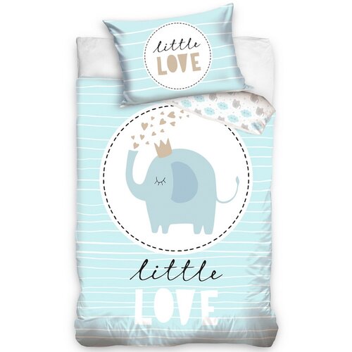 Lenjerie de pat pentru copii BedTex Little love albastru, 100 x 135 cm, 40 x 60 cm