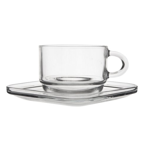 Orion Set of glass mugs with saucers Cozy 6 pcs,0.27 ml
