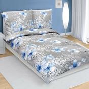 Bellatex Krep posteljnina Modri hibiskus siva, 140x 200 cm, 70 x 90 cm