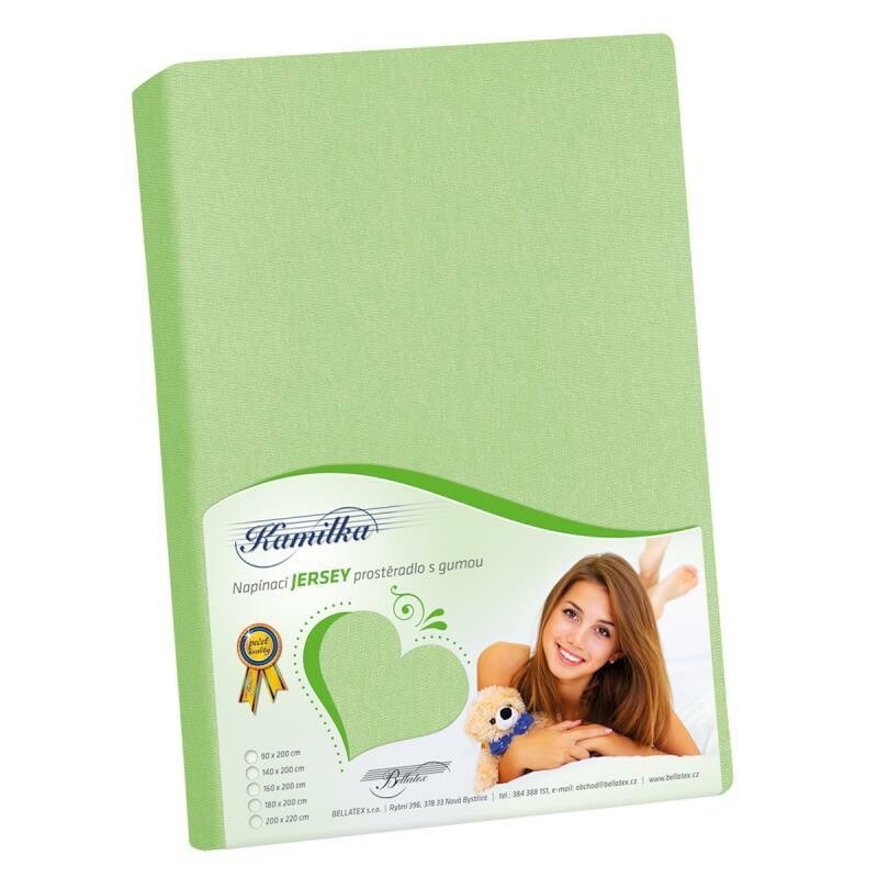 Bellatex Jersey prestieradlo Kamilka jarná zelená, 140 x 200 cm