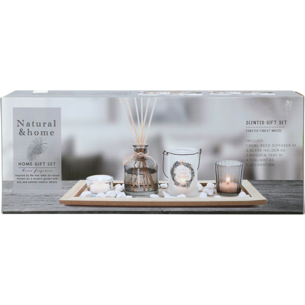 Ajándékkészlet diffúzorral és gyertyával Natural and Home, szürke, szürke termék 2. képe