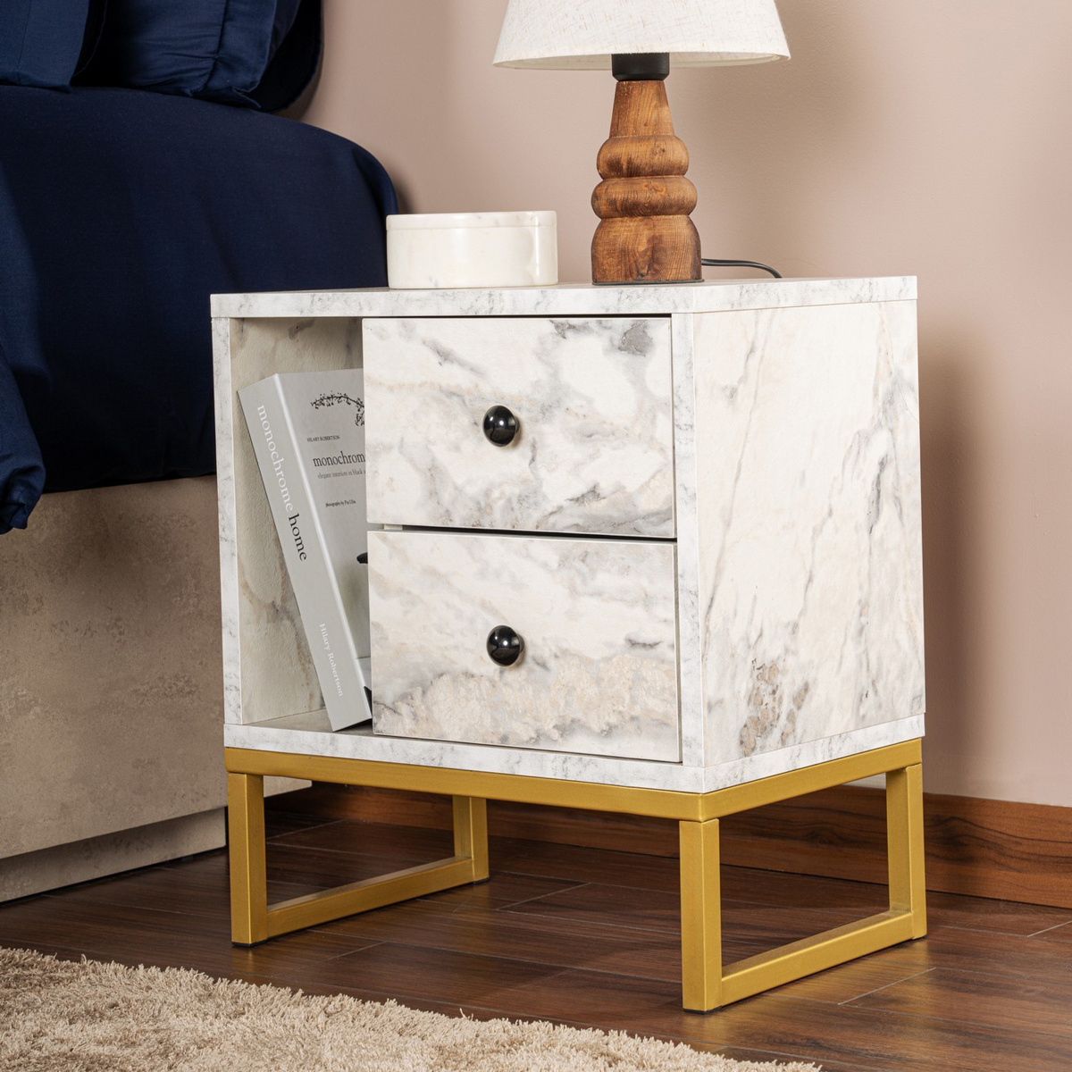 Noční stolek Glimmer Fressia Marble Gold - thumb (4)
