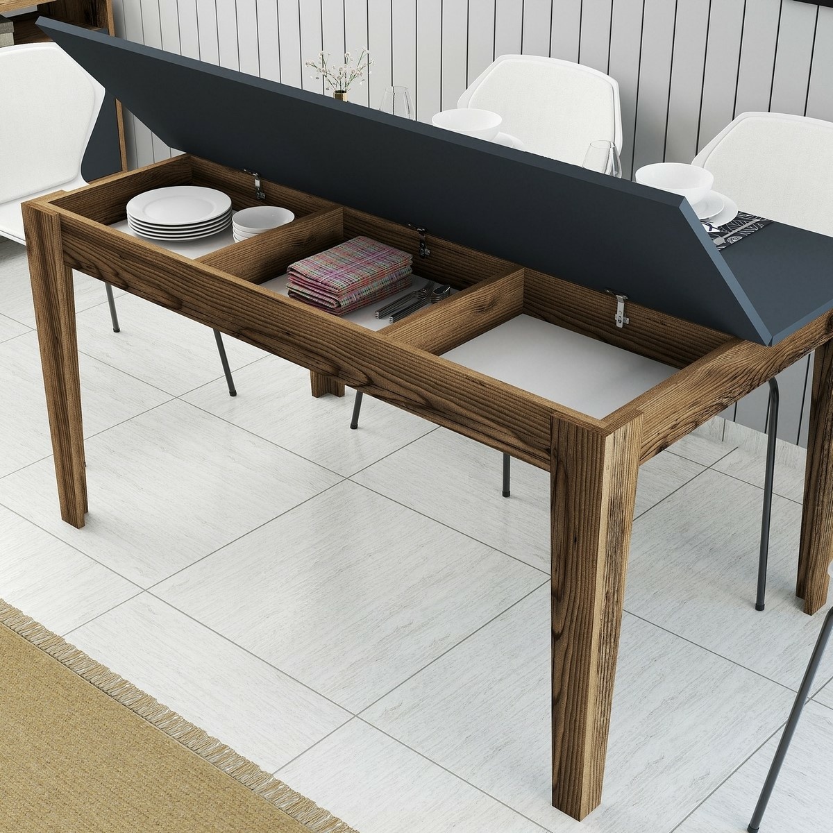 Jedálenský stôl Milan Walnut and Anthracite