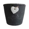 Ghiveci de flori StarDeco, cu inimă, negru, 15,5 cm