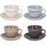 Set mit 4 Steingut-Tassen mit Untertassen Cappuccino 220 ml, verschiedene Farben