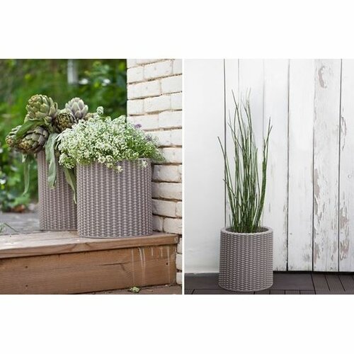Keter Cylinder Planter S siva, 7 l, 28 x 28 x 28,3cm