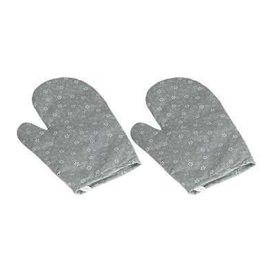 Bellatex Küchenhandschuh Blüte grau, 28 x 18 cm, 2 Stück