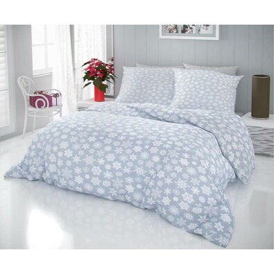 Pościel bawełniana Kvalitex „Płatki śniegu” szary, 140 x 200 cm, 70 x 90 cm