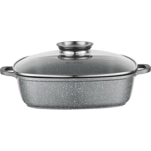 Florina Aluminium-Bräter mit Aromadeckel Lava 3,5 l, 28 × 28 × 7,5 cm