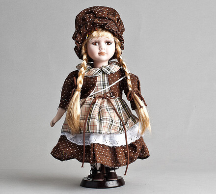 Bábika Magdalénka s porcelánovou hlavičkou, viacfarebná, 30 cm