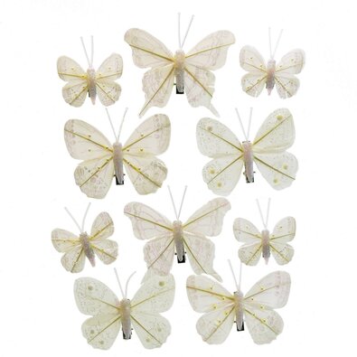 Set of Christmas decorations Butterflies white, 10pcs