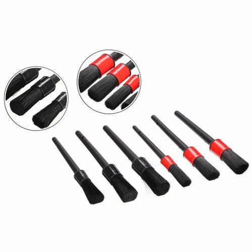 Sixtol Komplet natančnih čopičev za čiščenjeavtomobila CAR  DETAILING BRUSH 6, 6 kosov