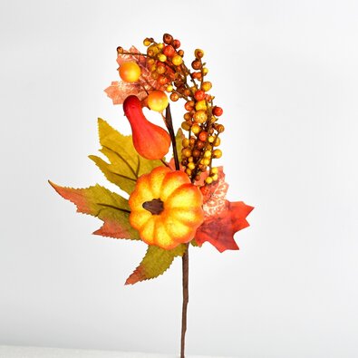Jesienna dekoracja gałązka z dynią, 30 cm