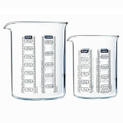 Pyrex üveg mérőpohár készlet 2 db, 0,25 l + 0,5 l