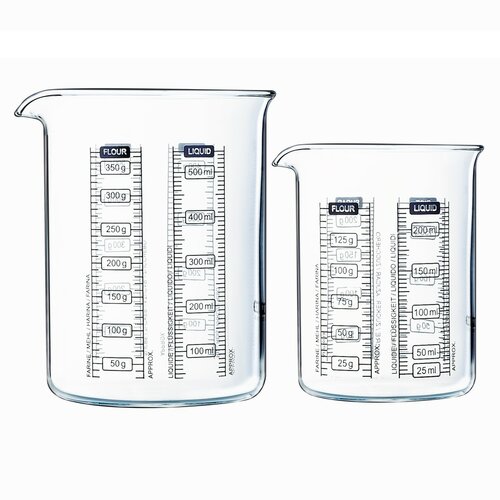 Pyrex Set de pahare gradate din sticlă, 2 buc.,0,25 l + 0,5 l
