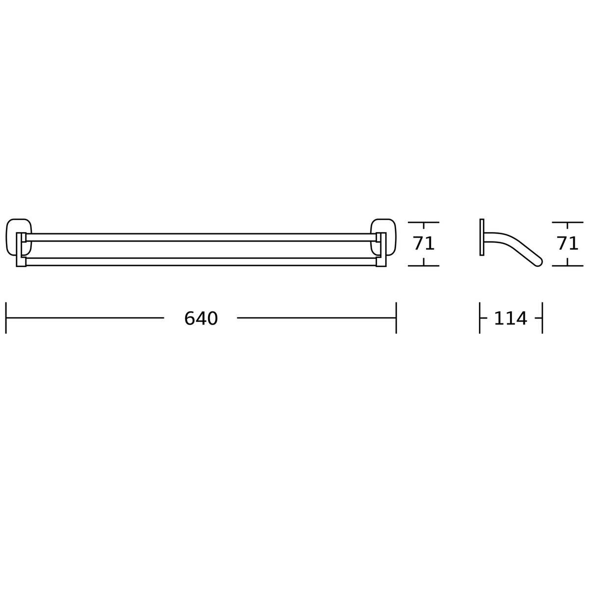 AQUALINE RB111 Rumba dupla törülközőtartó,60 cm, ezüst termék 2. képe