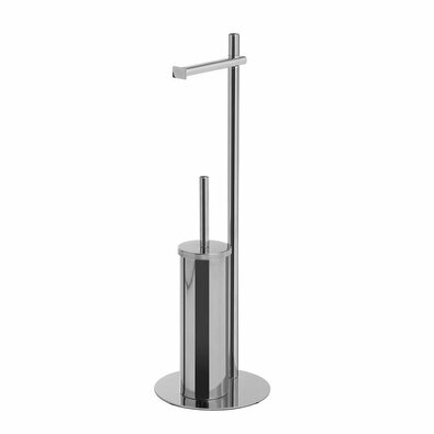 GEDY 143213 Circe állvány WC-papírtartóval ésWC-kefével, kerek, krómozott