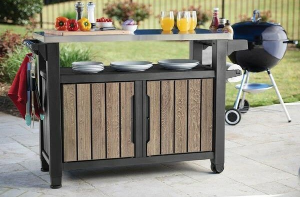 Grilovací stolík Keter Deco UNITY 207 l XL,svetlohnedý